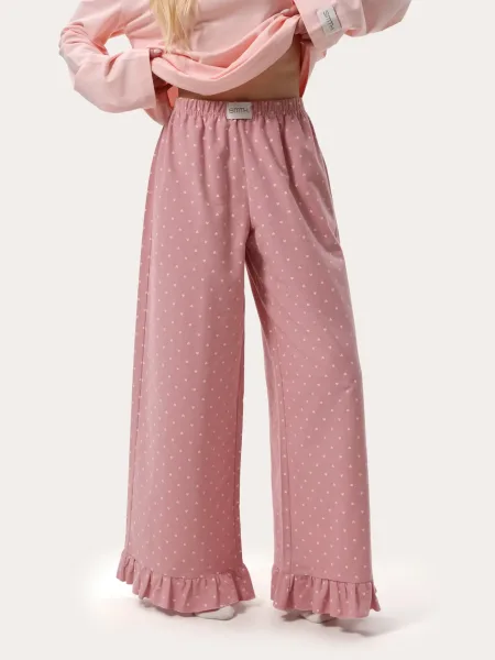 Pantalon d’intérieur chaud rose avec des cœurs
