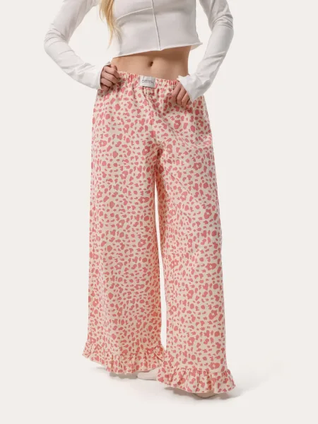 Pantalon d’intérieur chaud à motif léopard — en couleur rose