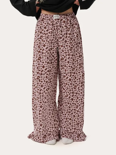 Pantalon d’intérieur chaud à motif léopard — en couleur lilas
