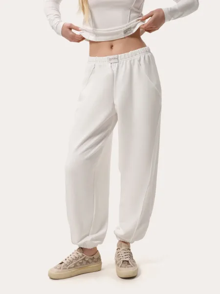 Joggers avec coutures décoratives couleur crème