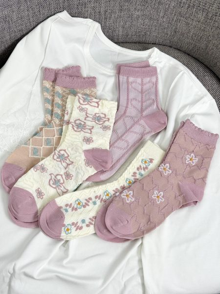 Lot de chaussettes pour femmes « Douceur Rose » – 5 paires