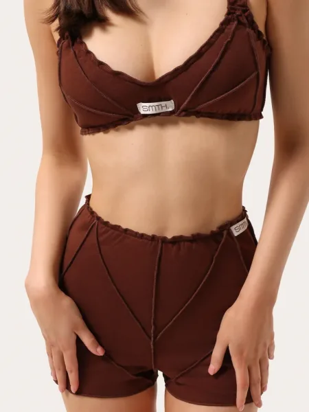 Ensemble en coton couleur chocolat avec short
