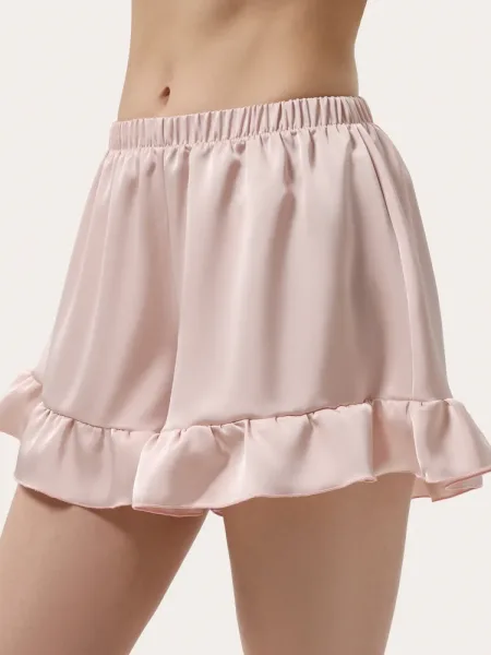 Mini-shorts en soie couleur poudre