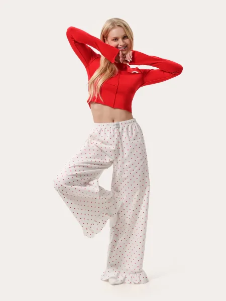 Pantalon d’intérieur chaud blanc avec des cœurs