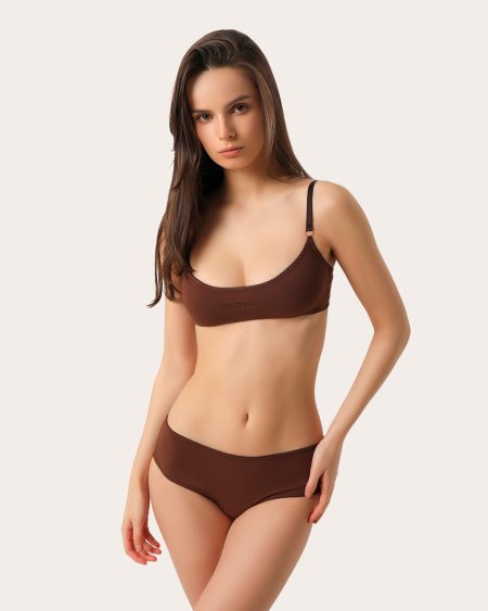 Ensemble basique de lingerie en coton couleur chocolat