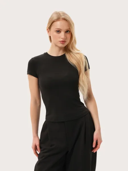 T-shirt slim semi-transparent noir