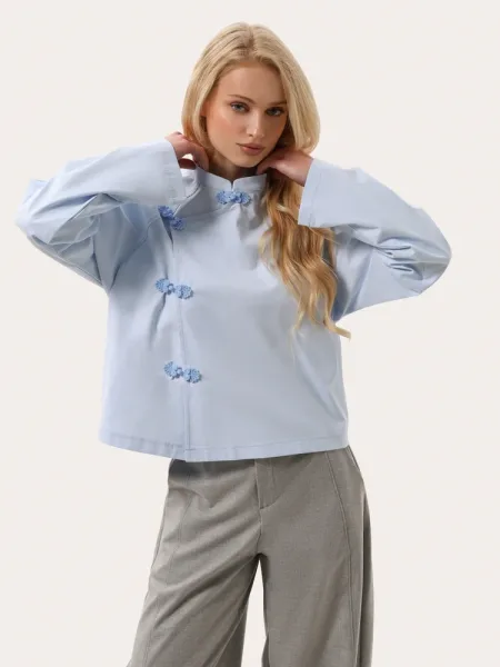Chemise bleue style asiatique