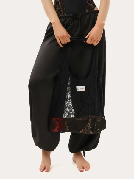 Tote bag noir en dentelle