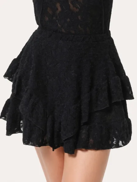Mini-jupe noire en dentelle texturée