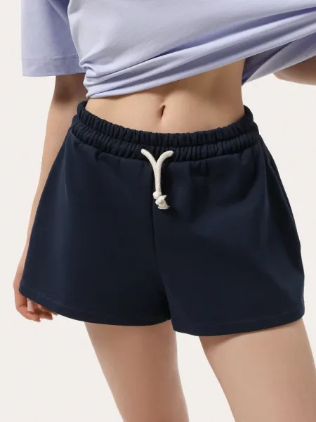 Short basique bleu marine en molleton trois fils